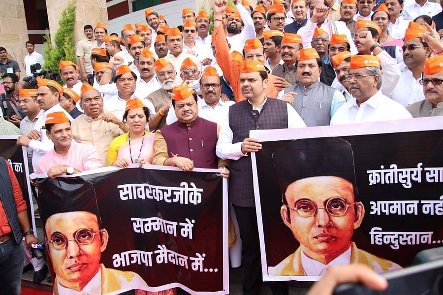 Leader of the Opposition in the Assembly Devendra Fadnavis on Sunday sought an "unconditional apology" from Gandhi over the remark. Photo/Twitter (@SidShirole)