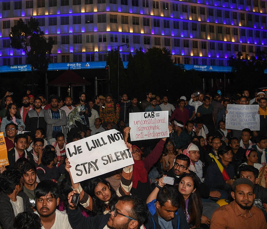 A protest against the Citizenship Amendment Bill (CAB) and the National Register of Citizens (NRC). (DH Photo)