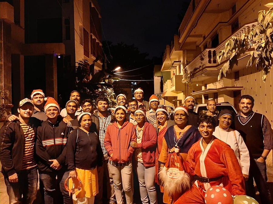 St John's Malankara Catholic Church in Singasandra render traditional carols. Rohit (in Santa outfit).