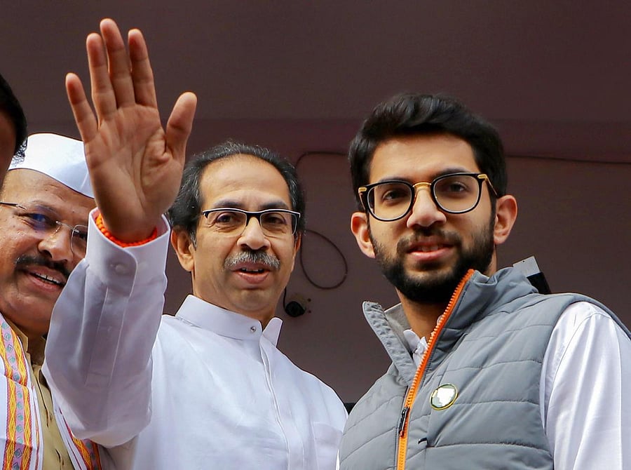 Maharashtra Chief Minister Uddhav Thackeray and Shiv Sena leader Aditya Thackeray. (PTI Photo)