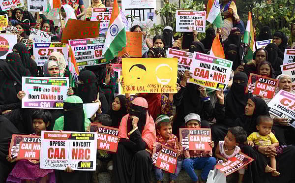 Women from various groups protest against CAA at Town Hall, Bengaluru on Thursday. | DH Photo: Pushkar V