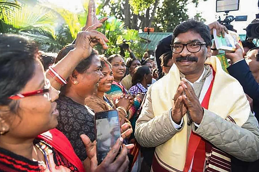 Jharkhand Chief Minister Hemant Soren meets general pubic at his residence in Ranchi