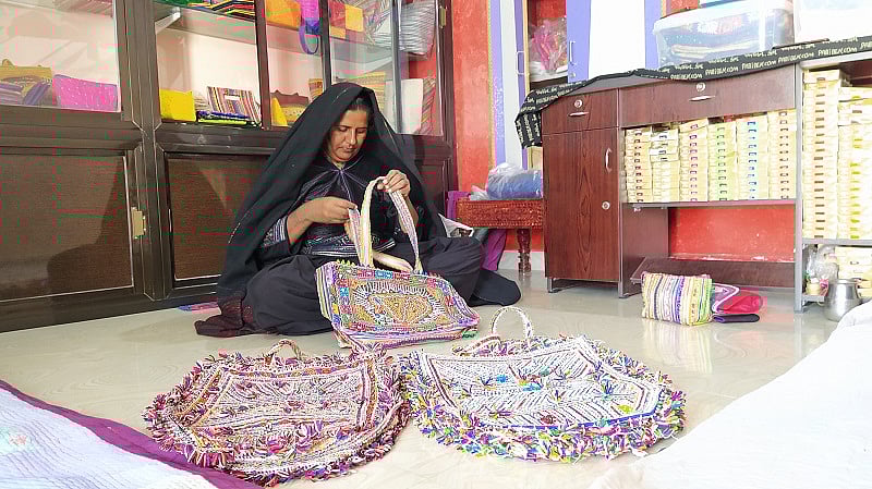 Pabiben Rabari at her house. (DH Photo)