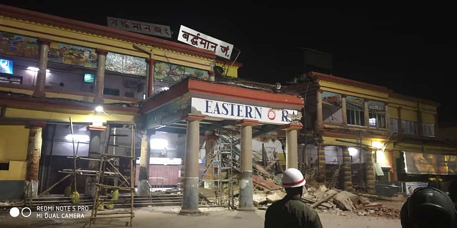 According to sources in the Railways, the incident took place at around  8:20 pm. Fire Brigade personnel have rushed to the spot and rescue operations are currently going on. Railway officials are probing how the incident took place. Photo by special arrangement.