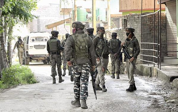 Army soldiers near the site of an encounter, in which one militant was killed, in Kanipora on the outskirts of Srinagar, Friday, June 28, 2019. (PTI Photo)