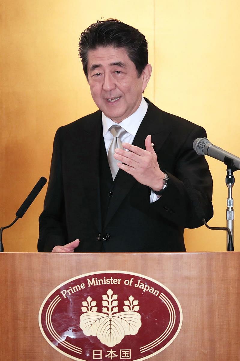 Japan's Prime Minister Shinzo Abe speaks during a press conference in the coastal city of Ise, Mie prefecture. Abe, who has tried to carve out a role mediating between Washington and Tehran, said he was "deeply worried" by tensions in the Middle East. (AF