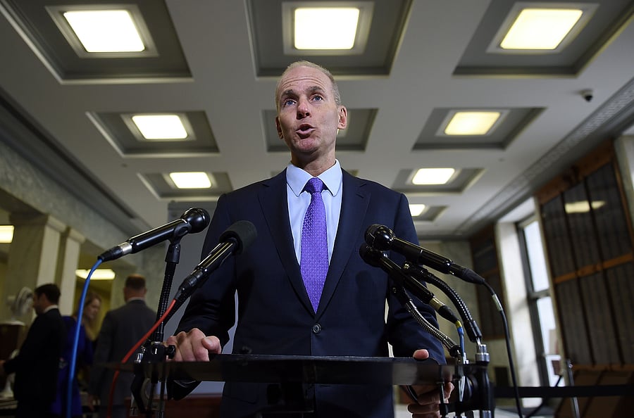 Boeing Chief Executive Dennis Muilenburg testifies before the House Transportation and Infrastructure Committee during a hearing on the grounded 737 MAX in the wake of deadly crashes. (Reuters Photo)