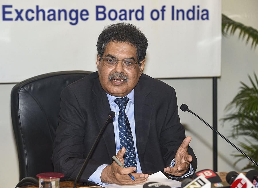 SEBI Chairman Ajay Tyagi addresses a press conference in Mumbai. (PTI PHOTO)