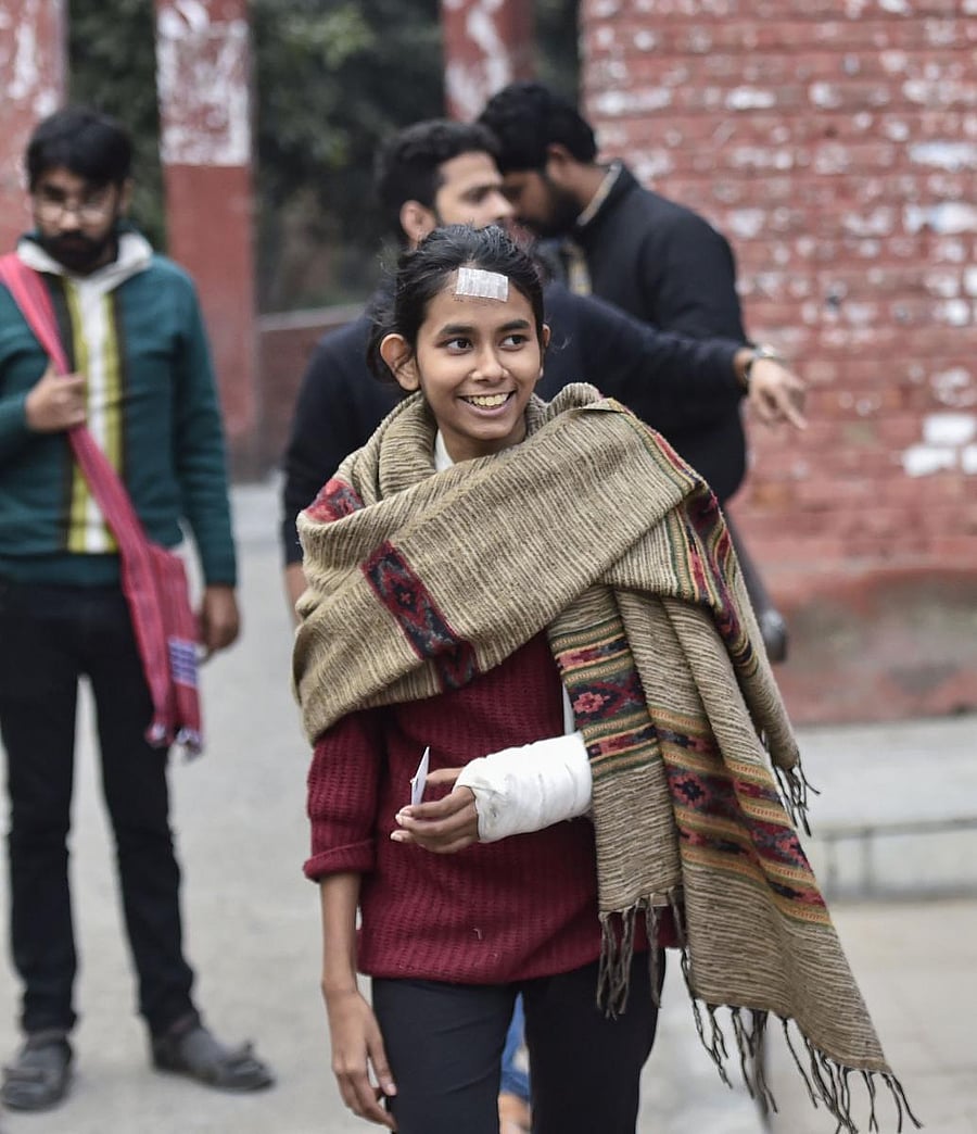 JNUSU President Aishe Ghosh at JNU Campus in New Delhi. (PTI PHOTO)