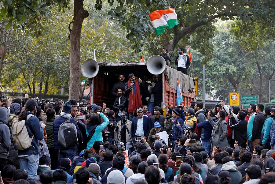 Protest against the attacks on the students of Jawaharlal Nehru University. (Reuters Photo)