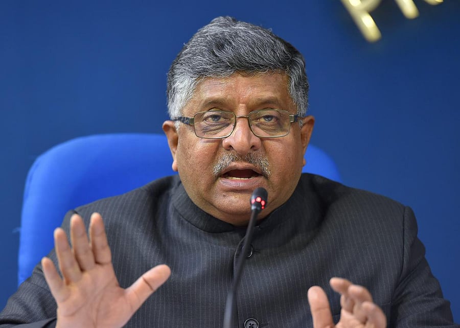 Law Minister Ravi Shankar Prasad during a press meet. (PTI Photo)
