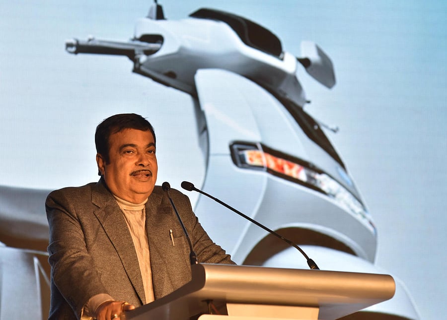 Union Road transport Minister Nitin Jairam Gadkari addressing during the launch of TVS iQube electric scooter in Bengaluru on Saturday, January 25, 2020.