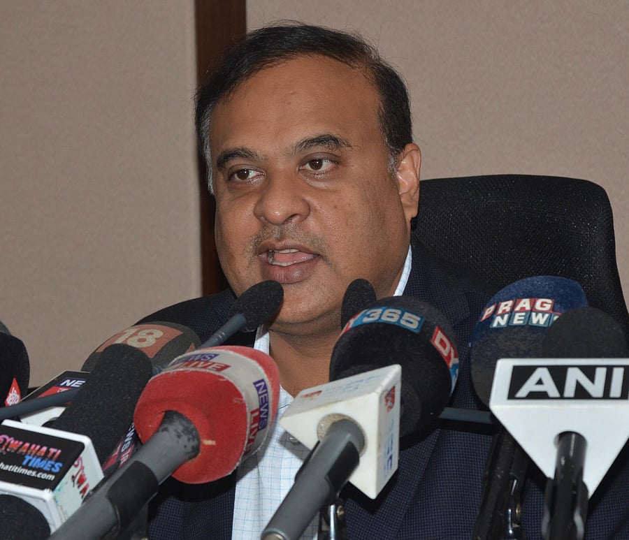 Himanta Biswa Sarma addressing a press conference. (DH Photo)