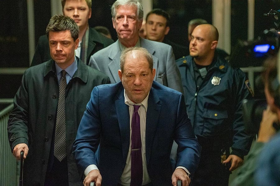 Harvey Weinstein departs Manhattan Criminal Court after the day's proceedings in his sex assault trial on January 27, 2020 in New York City. (Credit: AFP Photo)