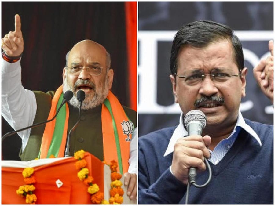 Amit Shah and Arvind Kejriwal (PTI Photo)