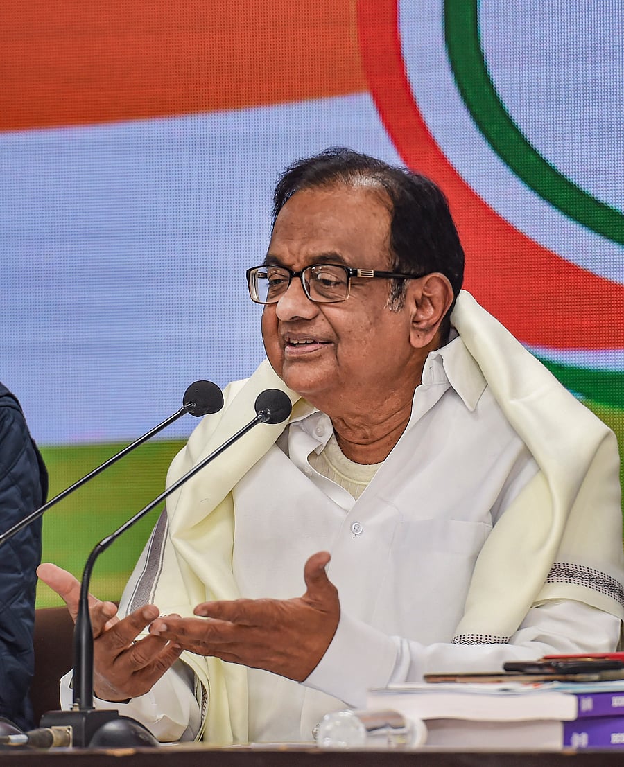 Senior Congress leader and former finance minister P Chidambaram addresses a press conference on the Union Budget 2020-21, at AICC headquarters in New Delhi, Saturday, Feb. 1, 2020. (Credit: PTI Photo)