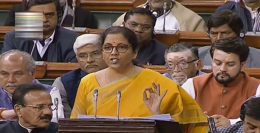 Presenting the Budget for 2020-21, Sitharaman said receipts for 2020-21 are pegged at Rs 22.46 lakh crore while expenditure at Rs 30.42 lakh crore. Credit: PTI Photo