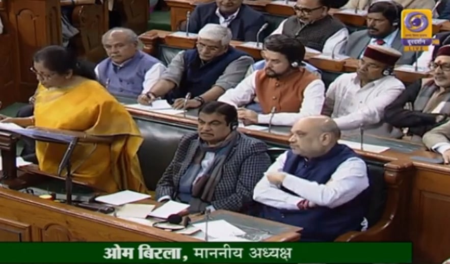 The finance minister further said 20 lakh farmers will be provided funds for setting up standalone solar pumps. (PIB Live screengrab)