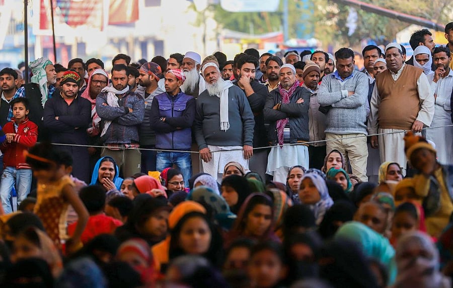 Protesters at Shaheen Bagh during a demonstration against the amended Citizenship Act and National Register of Citizens, in New Delhi. Credit: PTI Photo