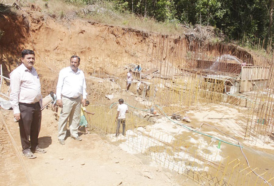 Work on the Kundamestri mini dam in progress.