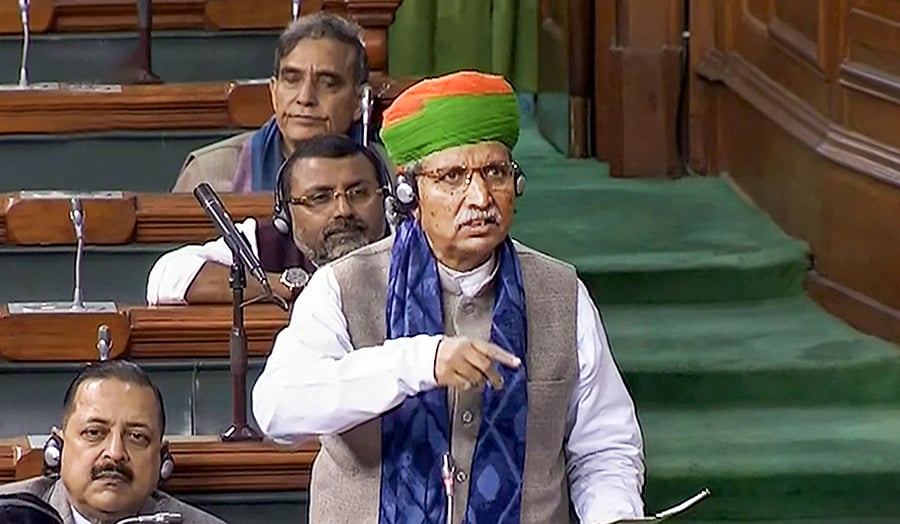 MoS Parliamentary Affairs Arjun Ram Meghwal speaks in the Lok Sabha during the Budget Session of Parliament, in New Delhi, Monday, Feb. 3, 2020. (Credit: PTI Photo)