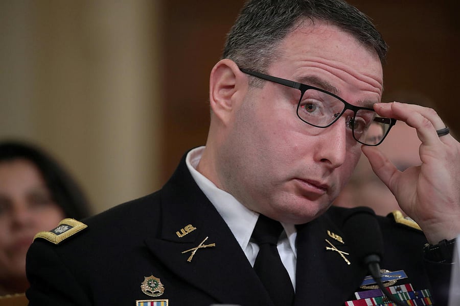 Lt. Colonel Alexander Vindman, director for European Affairs at the National Security Council, testifies before a House Intelligence Committee hearing as part of the impeachment inquiry into U.S. President Donald Trump on Capitol Hill in Washington, U.S.,