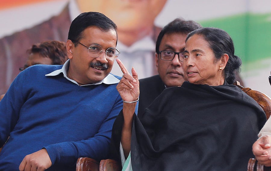 Among the political parties opposed to the BJP-led government at the Centre, the AAP and the Trinamool Congress have since long been closely aligned. Credit: Reuters Photo