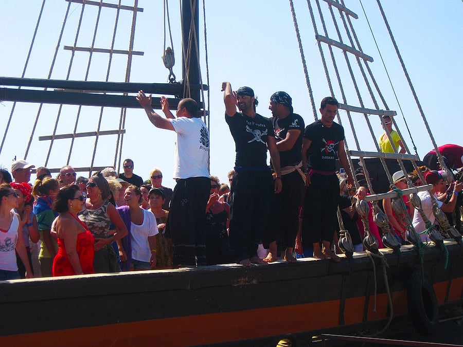 Aboard the pirate ship Djerba Island, Tunisia
