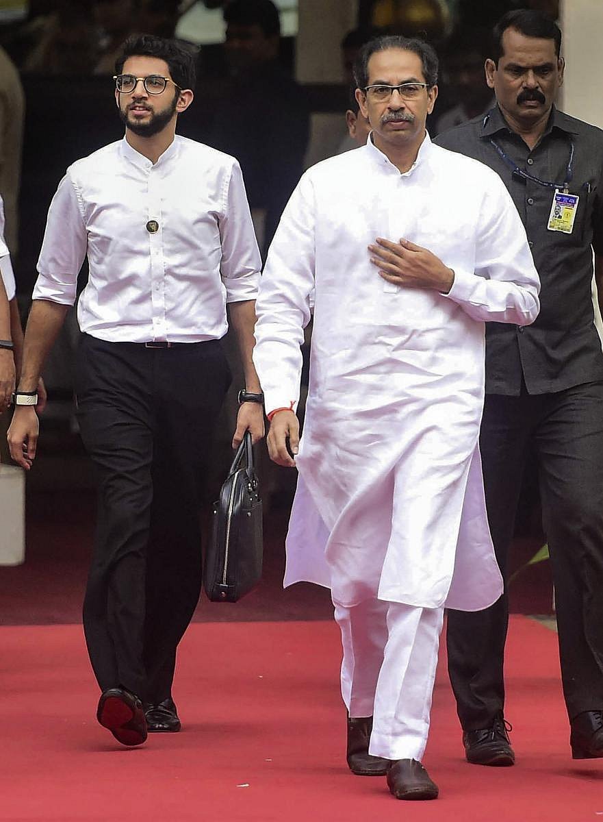 Maharashtra CM Uddhav Thackeray along with his son and minister Aaditya Thackeray (PTI Photo)