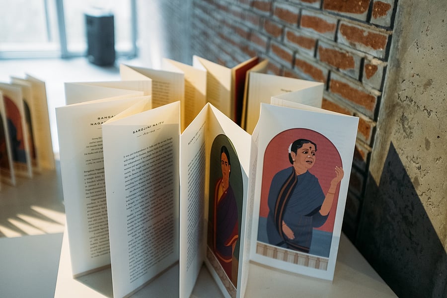 The book follows a accordian-fold format and has two sides.