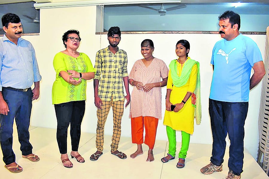 Mary with her family members at White Doves in Mangaluru.