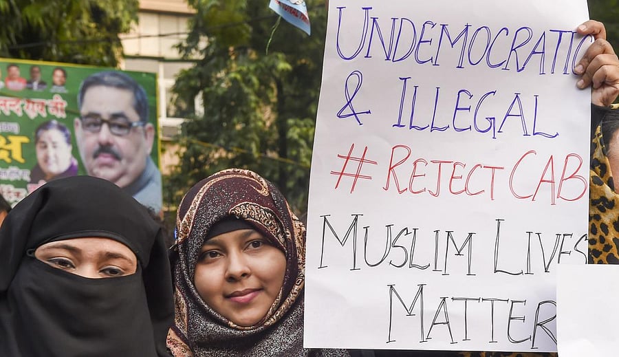 Protestors during a demonstration, #NOTINMYNAME, demanding withdrawl of Citizenship Amendment Bill (CAB), at Jantar Mantar in New Delhi, Saturday, Dec. 14, 2019. (PTI Photo)