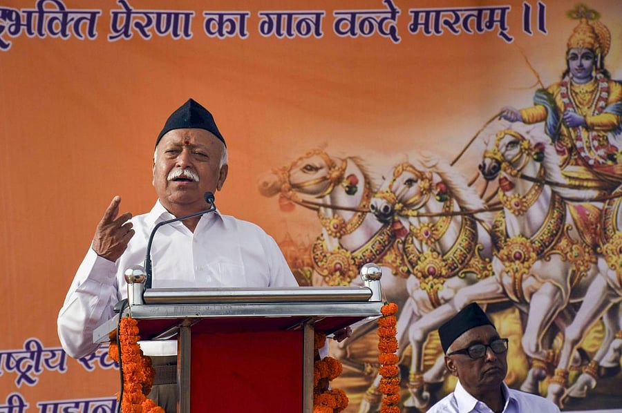 Rashtriya Swayamsevak Sangh chief Mohan Bhagwat. (PTI Photo)