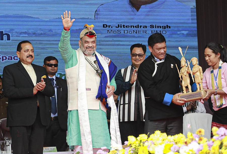  Union Home Minister Amit Shah presides over the 34th Statehood Day celebrations of Arunachal Pradesh in Itanagar. PIB/PTI