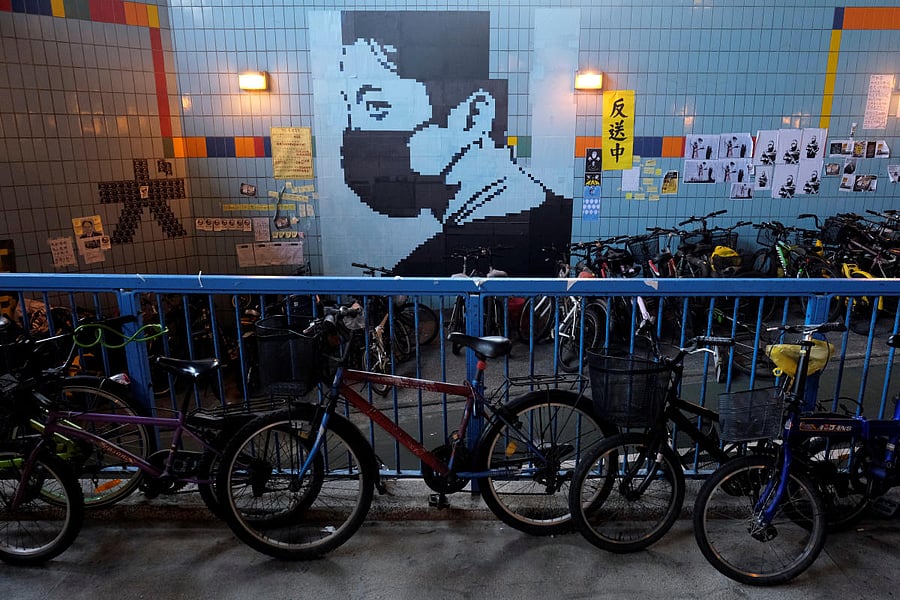 Memos and posters over the anti-extradition bill are seen on "Lennon Walls" at Tai Po in Hong Kong. Reuters Photo