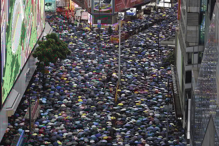 A view of the protest in Hong Kong. (PTI photo)