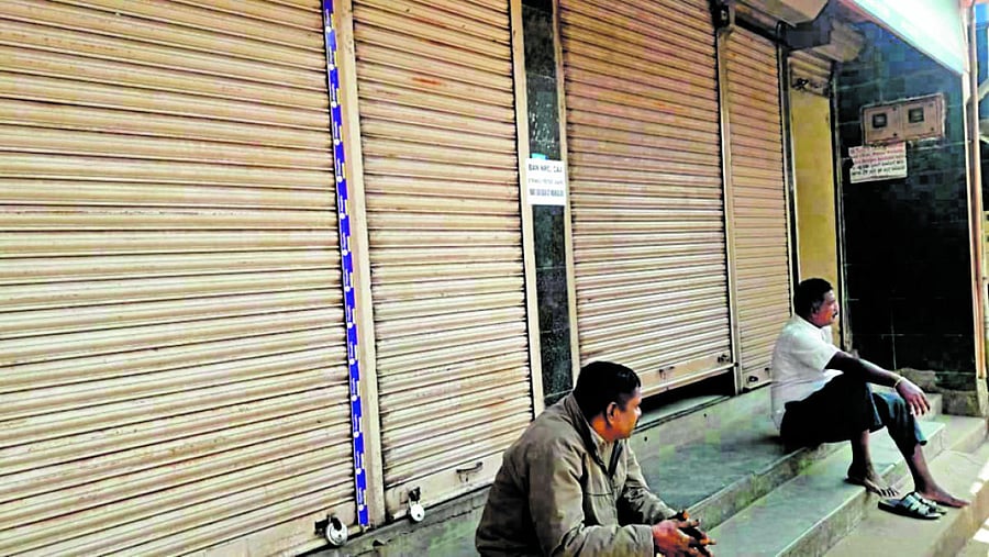 Shops owned by Muslims remained closed in Madikeri on Saturday. dh photo