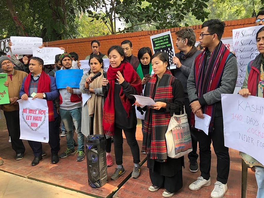 The protesters including students and civil society members are deeply hurt and distressed by the police "brutality" on them but "our protest is about our rights", they said. Photo/Twitter (@PinjraTod)