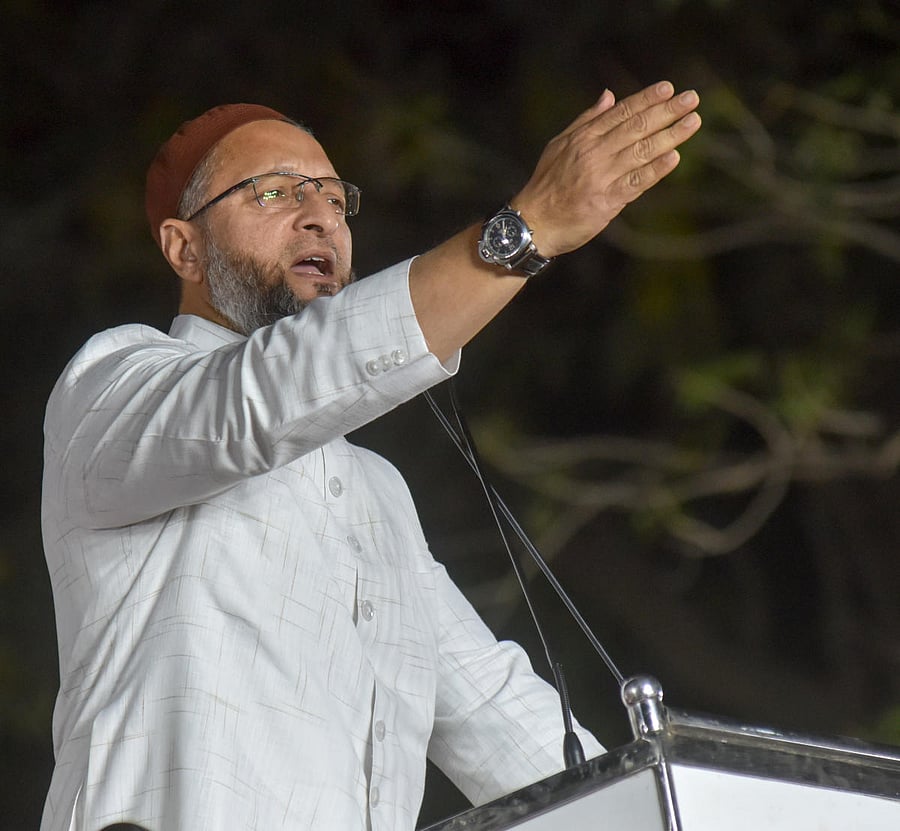 Asaduddin Owaisi in the city on Thursday. DH PHOTO