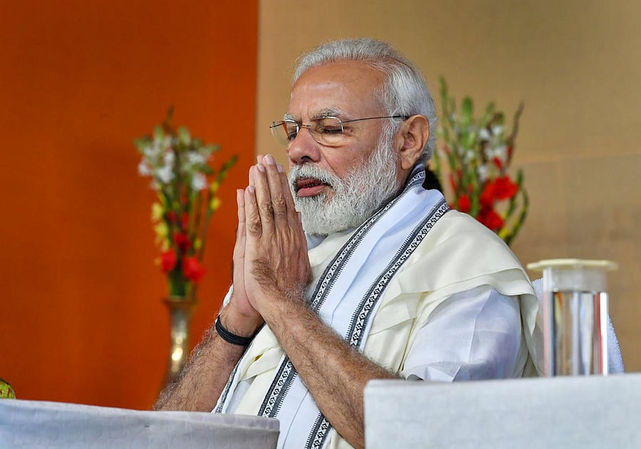 Narendra Modi at Belur. (PTI Photo)