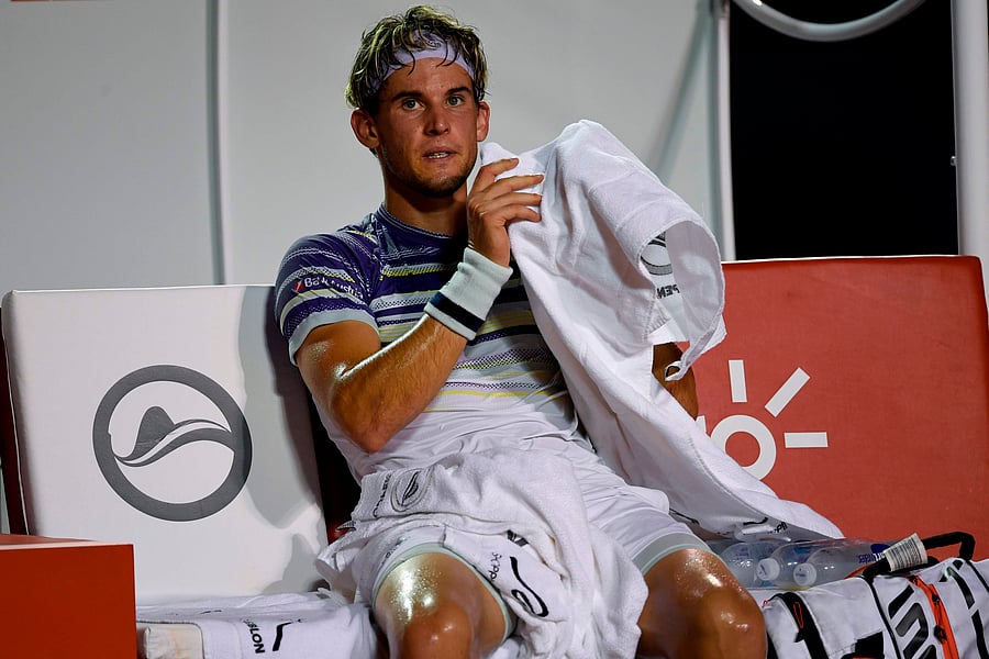 Thiem was down a set and a break when rain stopped the match Friday with Mager leading 7-6 (7/4), 2-1. (Credit: AFP Photo)