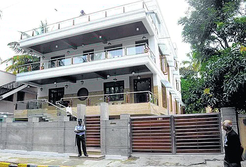 PALATIAL HOME: Former Minister Krishnaiah Setty's residence in Malleswaram, which was raided on Thursday. dh photo