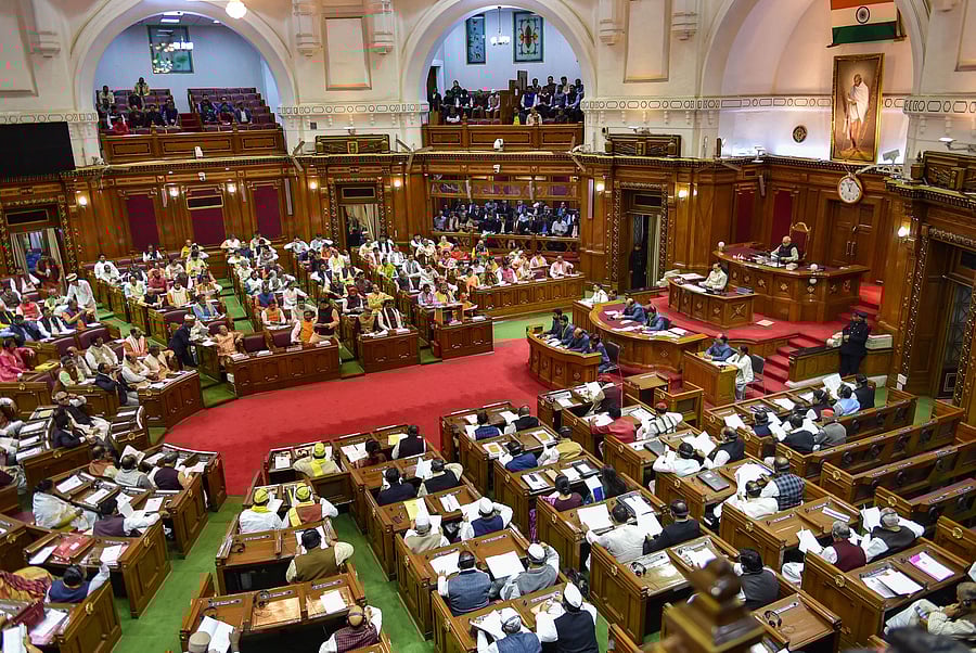 Unsatisfied, SP members staged a walkout from the House. (Credit: PTI Photo)