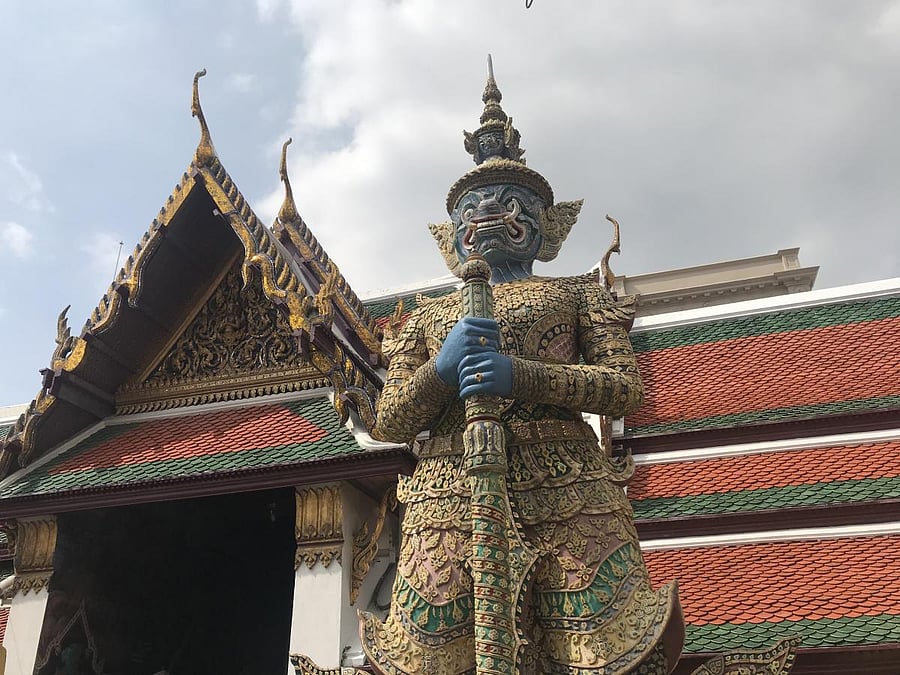 Giant demon guards at the Grand Palace in Bangkok.