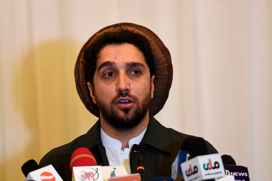 Ahmad Massoud, the son of the largely revered late military and political Afghan leader Ahmad Shah Massoud also known as "The Lion of Panjshir", speaks during a press conference at the Intercontinental Hotel in Kabul. (AFP Photo)
