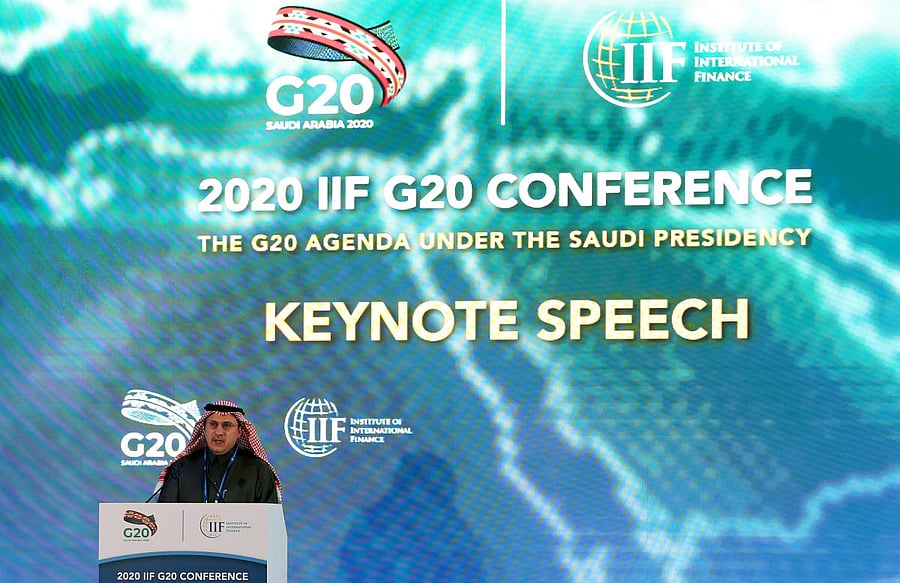 Saudi Arabia's central bank governor Ahmed al-Kholifey speaks at the meeting of G20 finance ministers and central bank governors in Riyadh, Saudi Arabia, February 22, 2020. (Reuters photo)