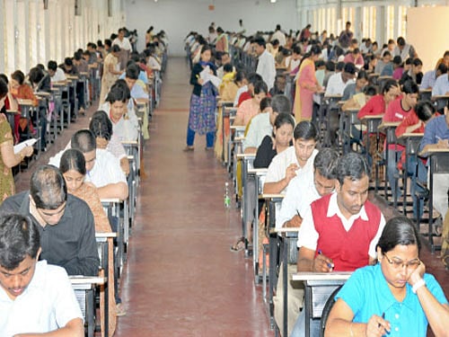 As many as 5,492 students took the Postgraduate Common Entrance Test (PGCET) for MCA and 20,325 for MBA on&#8200;Saturday. A total of 6,137 and 29,300 students had registered for the respective exam. DH file photo. For representation purpose
