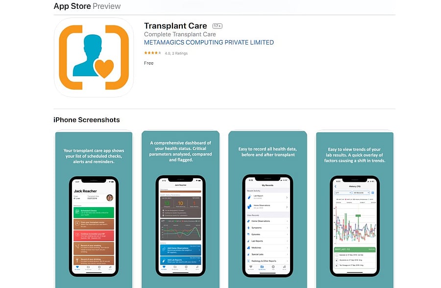 Transplant Care app for iPhone (Credit: Apple App Store)