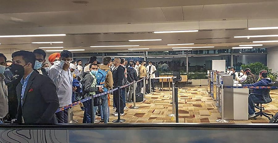 Arrangements for segregation of international passengers arriving from 12 identified countries at Delhi Airport in the wake of COVID-19. PTI