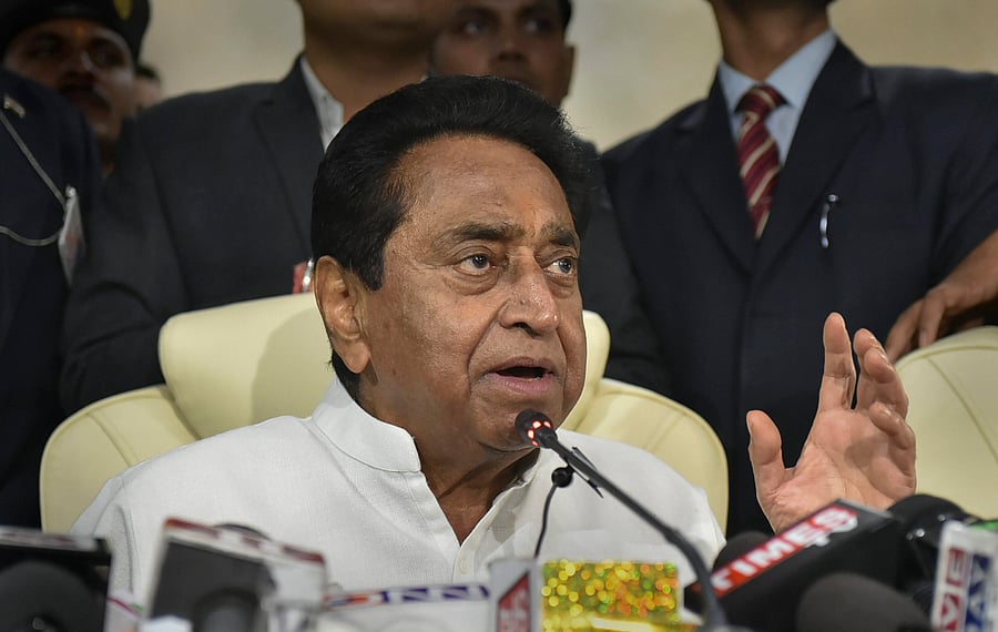 Madhya Pradesh Chief Minister Kamal Nath addresses a press conference. (Credit: PTI)